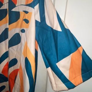 FashionMia Multicolor Women’s Palm Frond Woolen Coat